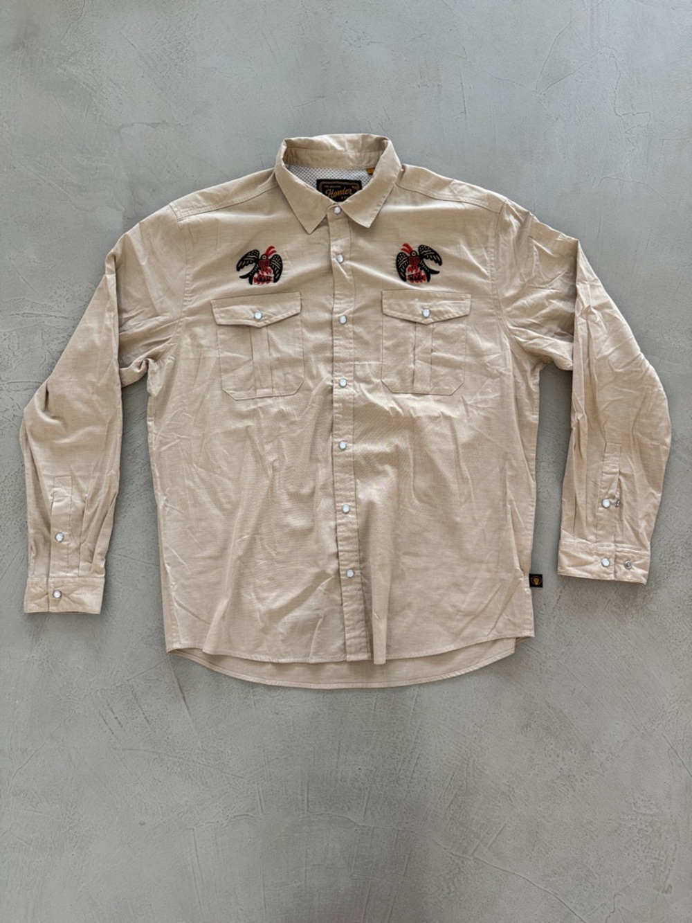 Men's Howler Bros Beige Snap Button Embroidered Long-Sleeve Shirt
